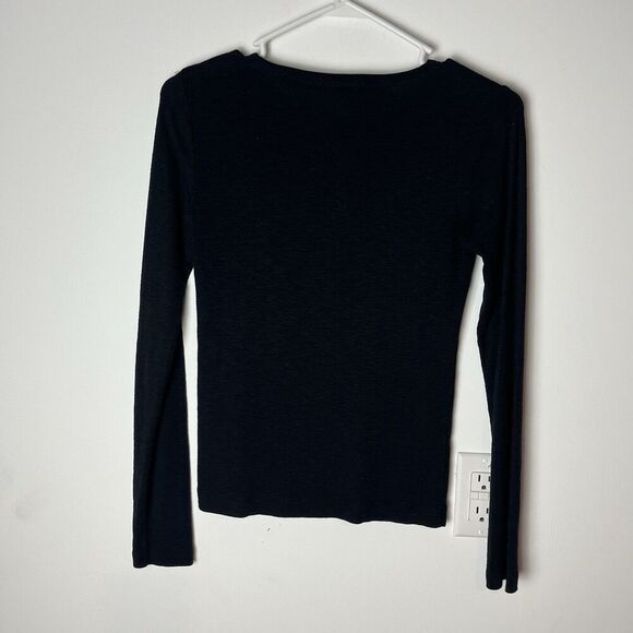 Vince Rib Trim V Neck Henley Long Sleeve Womens Pullover Sweater Shirt Small - Picture 4 of 6